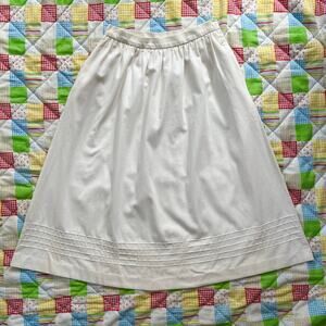 Vintage 80s / 90s‎ Ivory White Cotton Midi Skirt High Rise // Size Small